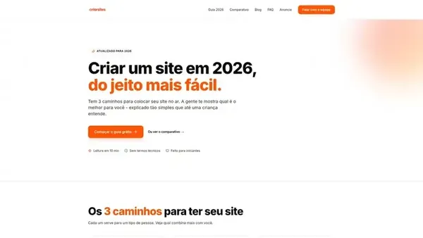 Captura de tela do site CriarSites.com (criarsites.com) - projeto de Criação de Site da WRG